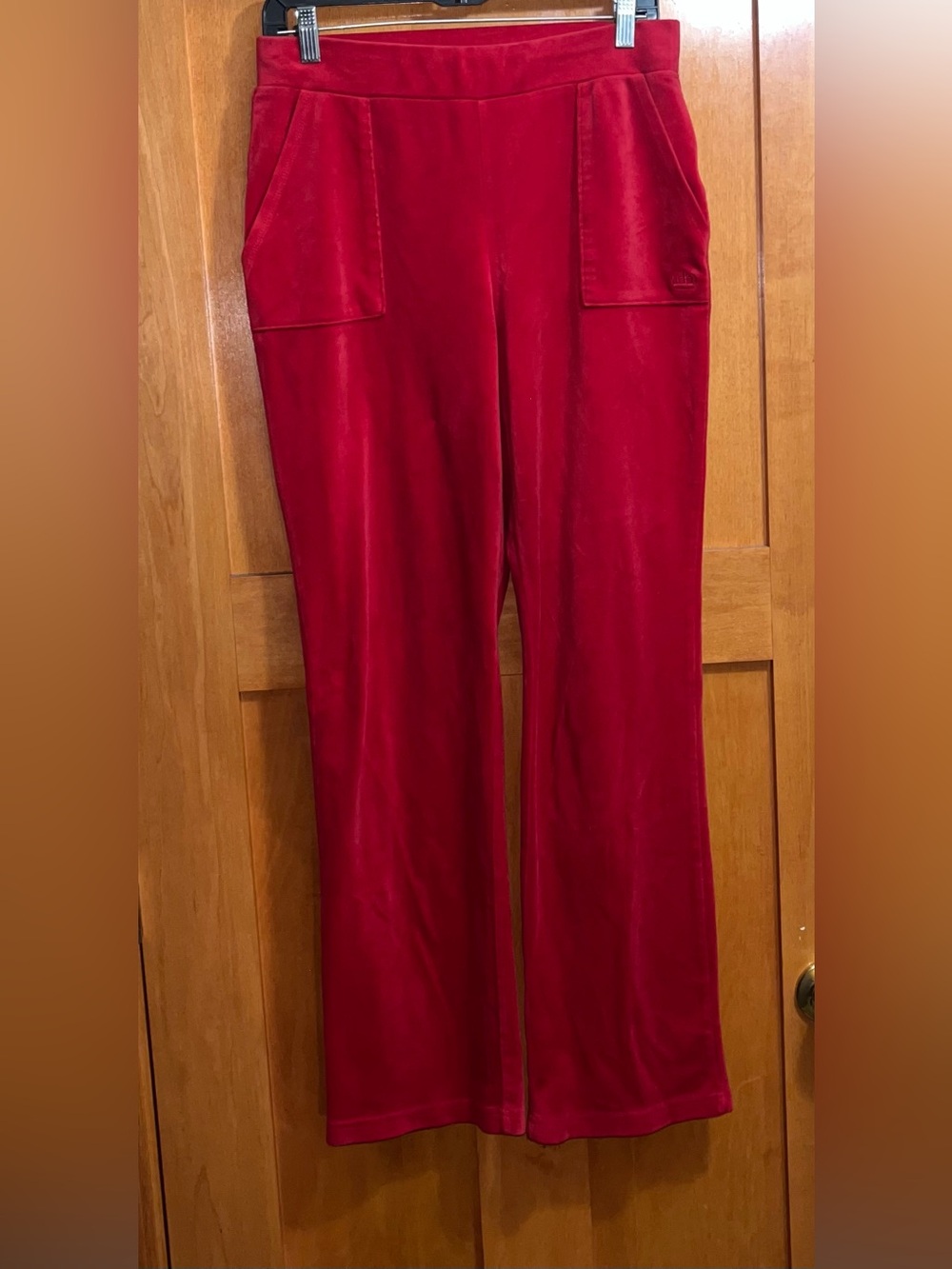 Juicy Couture Vintage Y2K Women’s Vibrant Red Velour Track Sweatpants Medium